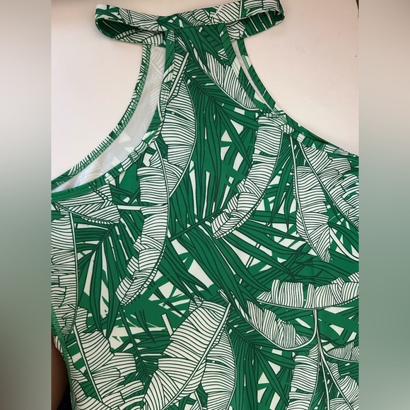 NWOT IVY STOREHOUSE ONE PIECE BATHING SUIT TROPICAL PRINT GREEN/PINK ZIP Sz. L. - Picture 5 of 7